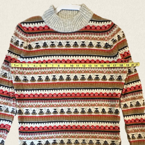 J. Crew Lambswool Fair Isle Mock Neck Pullover Long Sleeve Sweater - Picture 4 of 8